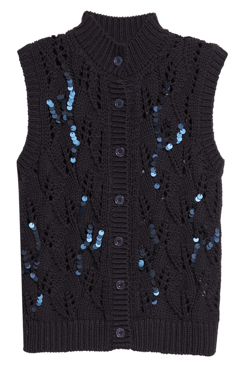 Sequin Detail Wool Cable Sweater Vest, Alternate, color, 177 AMETHYST