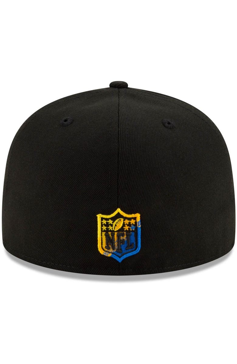 New Era Men's New Era Black Los Angeles Rams Logo Color Dim 59FIFTY Fitted Hat, Alternate, color,