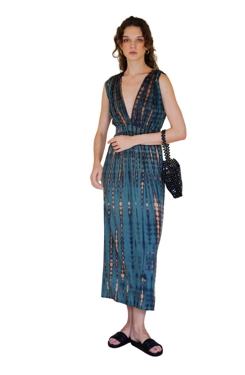 PINK HALEY Clara Maxi Slip Dress in Deep Sea Blue, Main, color, Blue