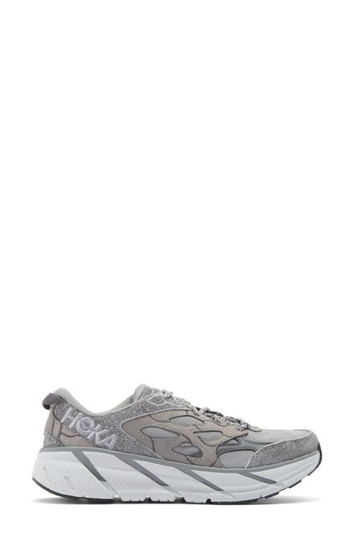 Hoka Elite Terrain System Clifton L Sneaker In Galactic Grey/satellite Grey