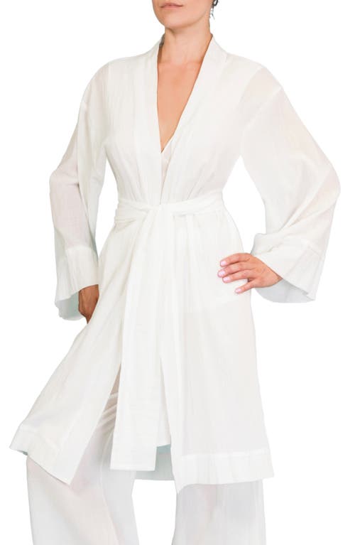 Everyday Ritual Short Tie Waist Robe in White