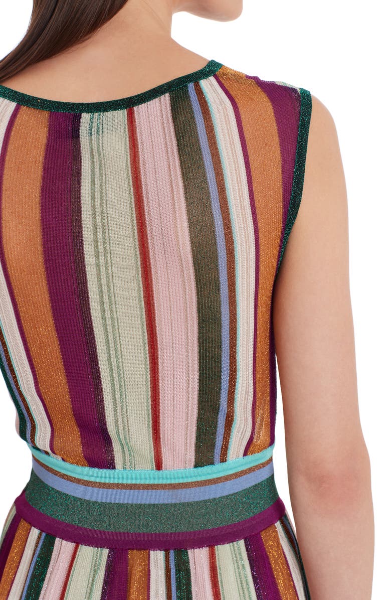 Missoni Metallic Stripe Faux Wrap Midi Sweater Dress, Alternate, color,