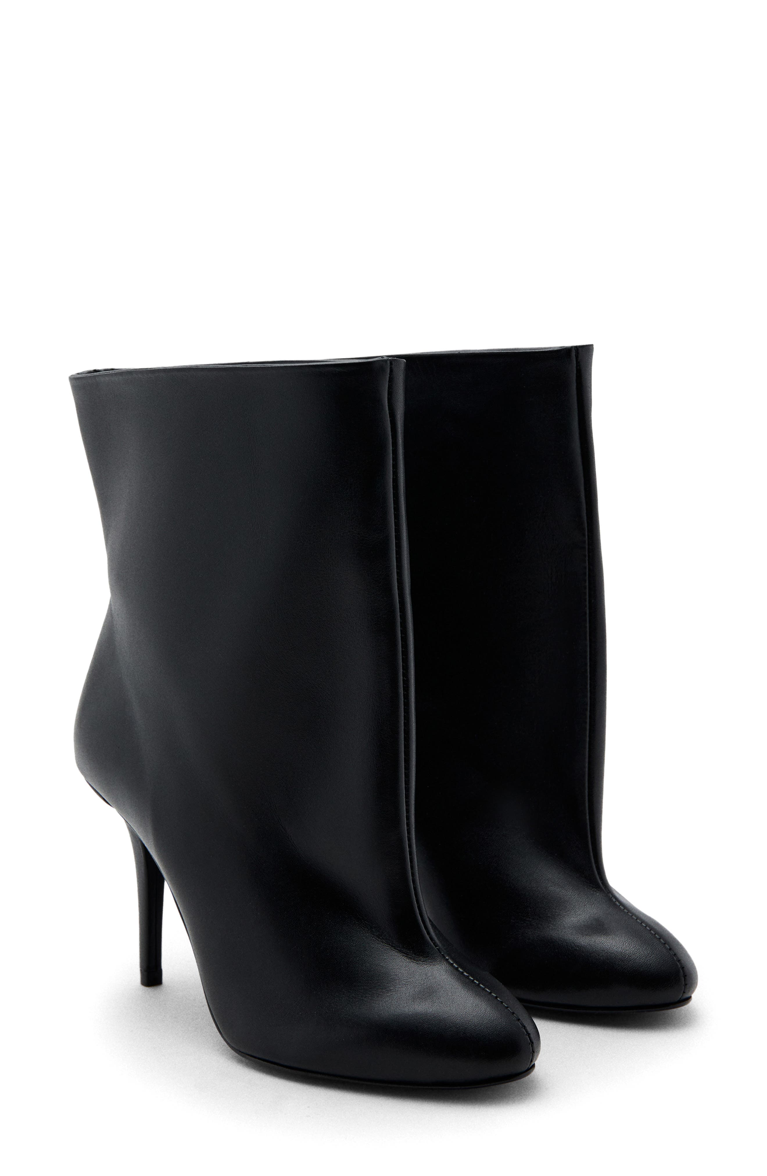 MANGO Leather Stiletto Bootie, Main, color, 