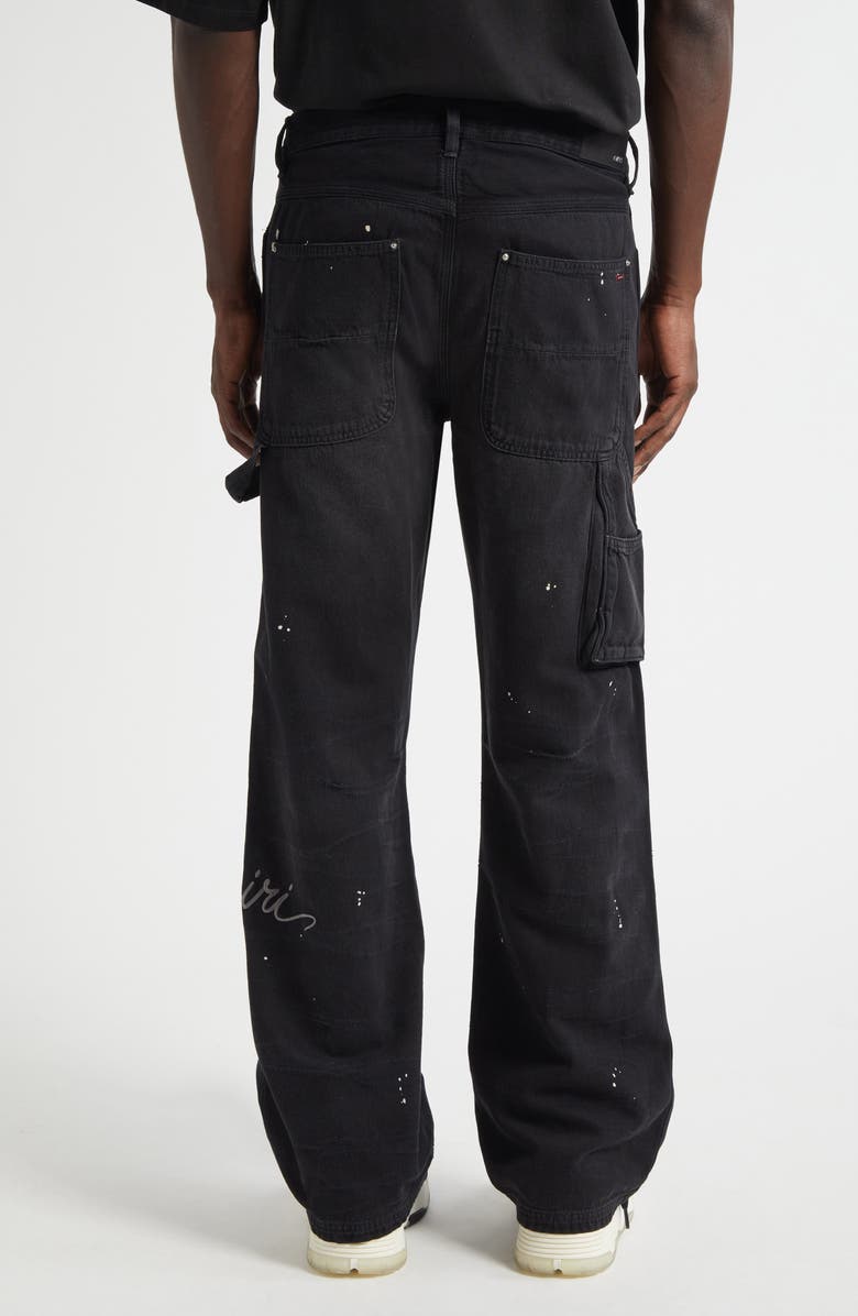 AMIRI Bleach Splatter Bandana Carpenter Jeans, Alternate, color, Faded Black
