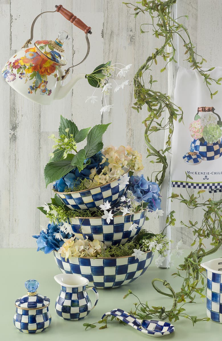 MACKENZIE CHILDS Royal Check Lidded Sugar Bowl, Alternate, color, Blue/ White