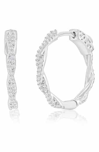 Cubic Zirconia Twisted Hoop Earrings