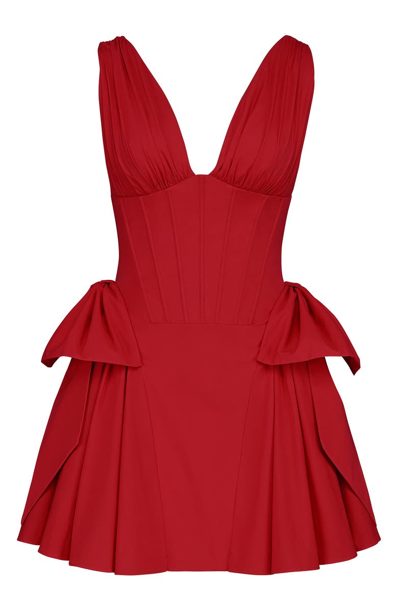HOUSE OF CB Amalia Bow Side Stretch Cotton Cocktail Minidress, Alternate, color, Racing Red