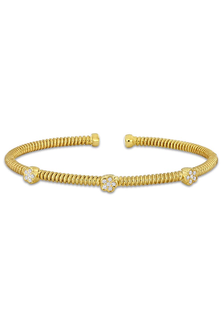 Cubic Zirconia Twist Station Bangle, Main, color, Yellow-Plated