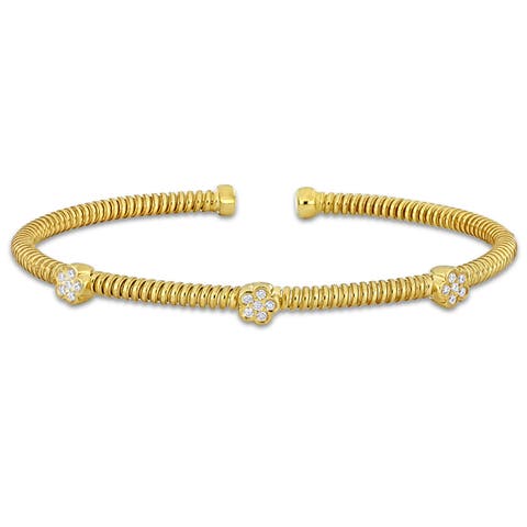 Cubic Zirconia Twist Station Bangle