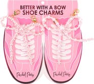 PACKED PARTY Pink Pearl Bow Shoe Charms - Multi-Sized Faux Pearl Bow Charms with Lobster Clips for Sneakers, 2.75x3.3 Inch