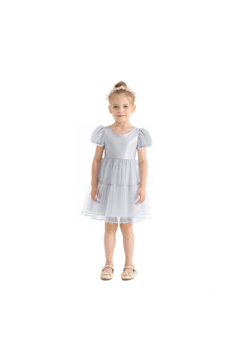Eveline Puff-Sleeve Dress, Main, color, Grey
