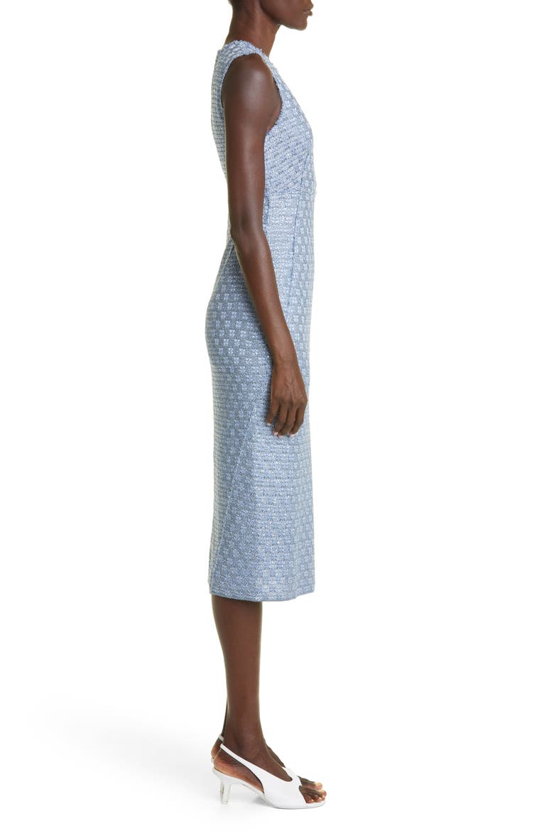 Sequin Check Sleeveless Tweed Knit Dress, Alternate, color, BLUE MULTI
