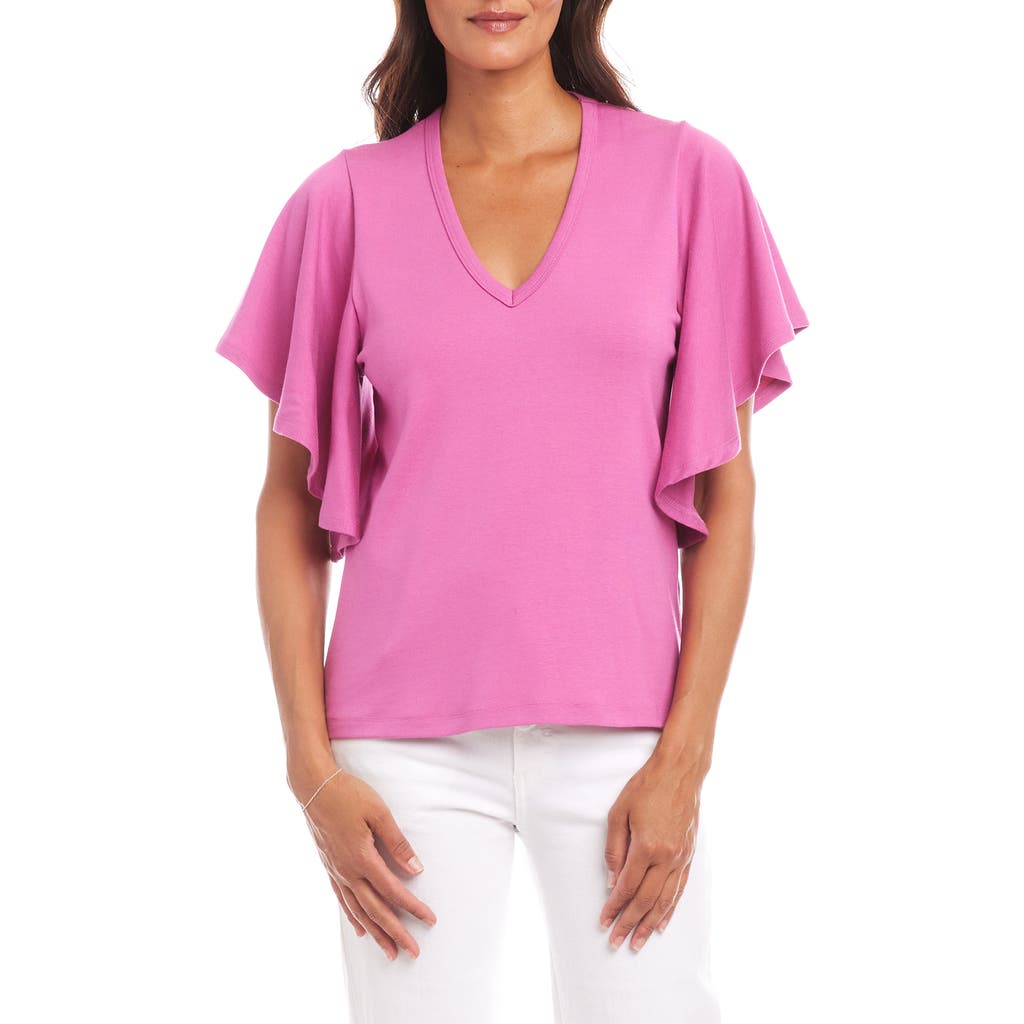 Karen Kane Flutter Sleeve Knit Top In Tulip