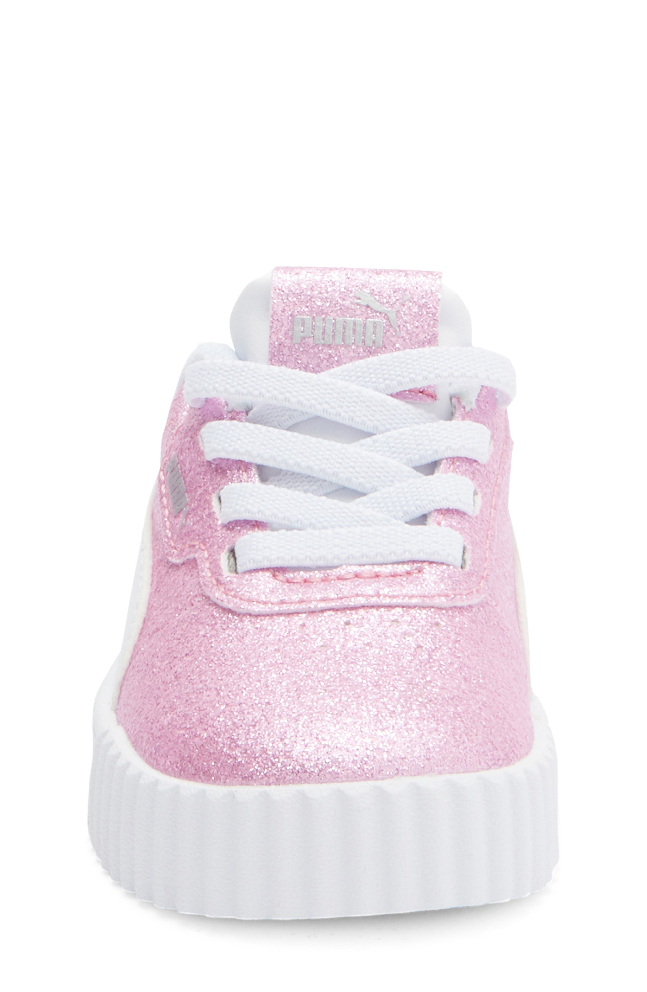 PUMA Kids' Carina 3.0 Glitz Sneaker, Alternate, color, Peachskin/ Puma Silver
