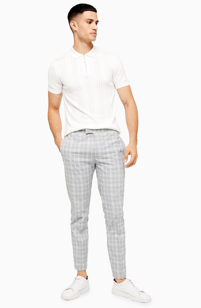 Topman Myth Check Skinny Fit Dress Pants, Alternate, color, 