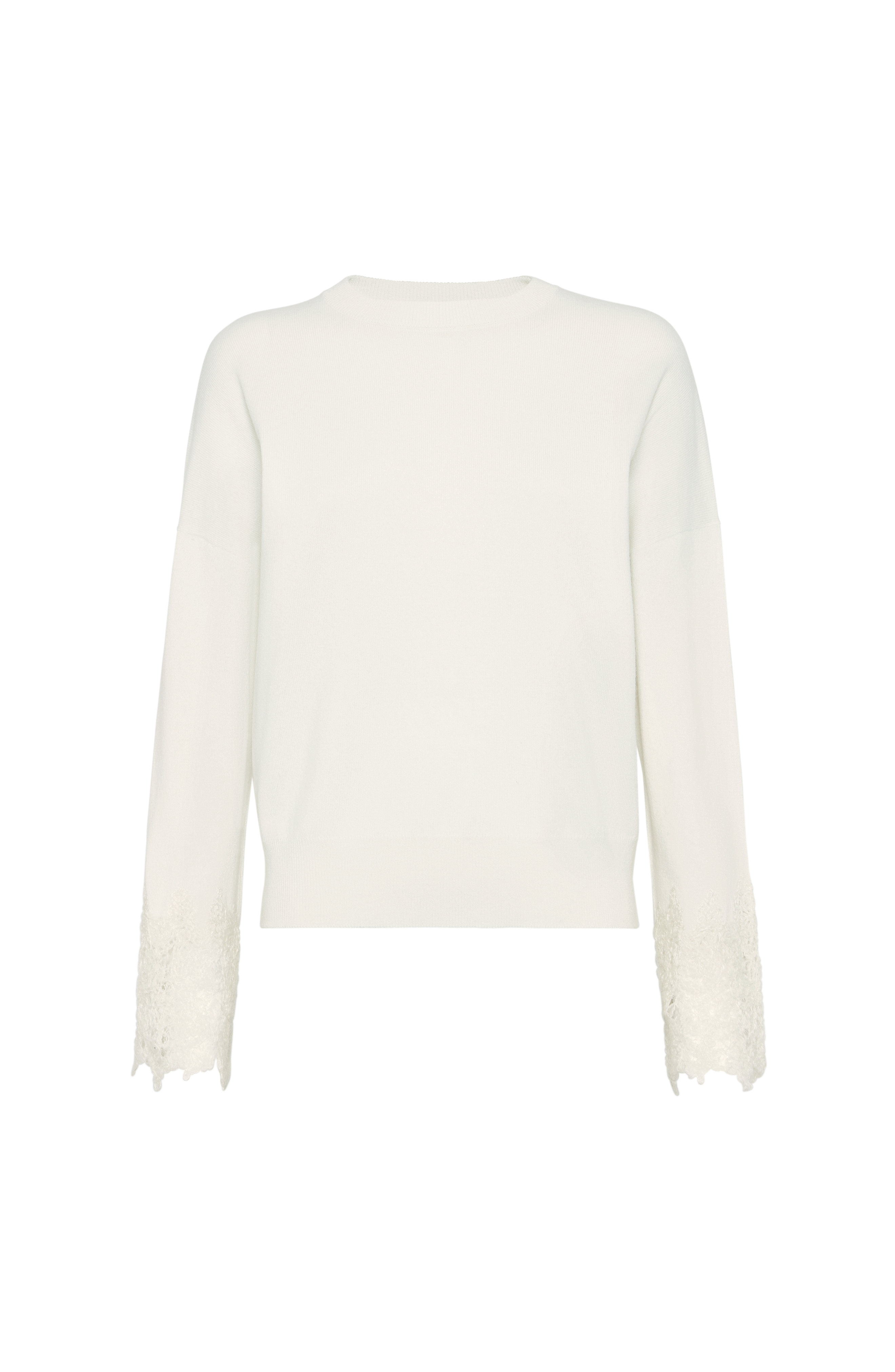 Sweater with wispy lace cuffs