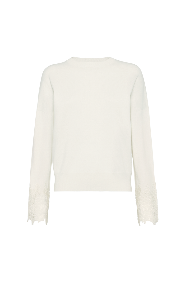 Brunello Cucinelli Sweater with wispy lace cuffs, Main, color, Panama