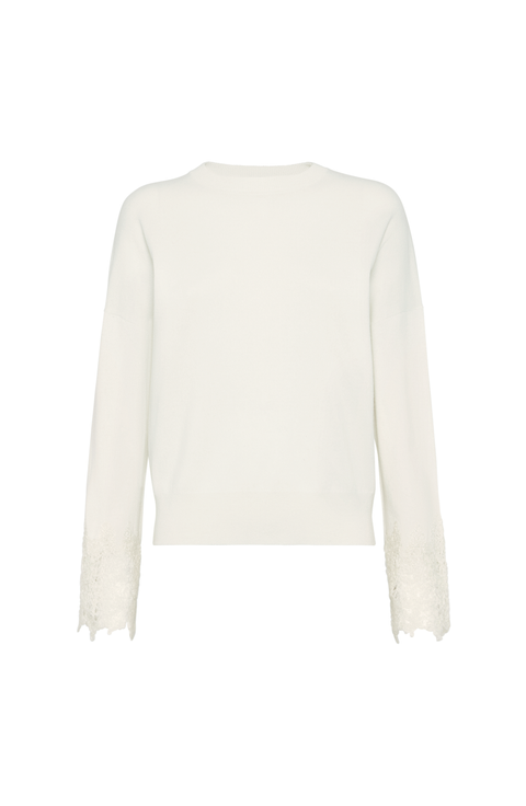 Sweater with wispy lace cuffs