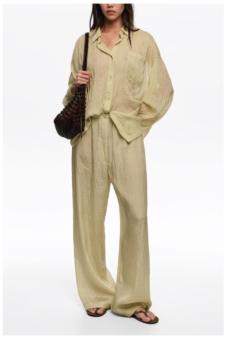 Mini Dots Pleated Oversize Shirt, Alternate, color, DOTS MINI OLIVE
