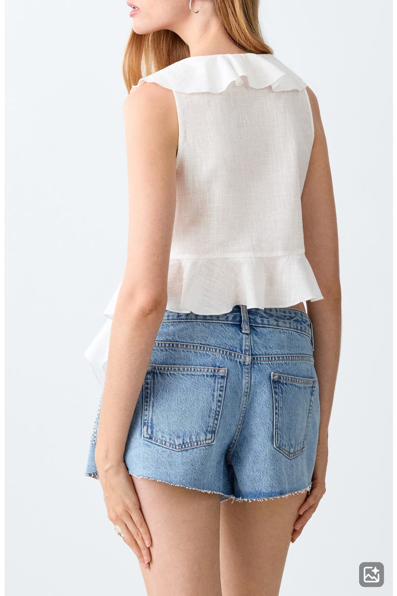 Tie Front Ruffle Top, Alternate, color, OFF WHITE