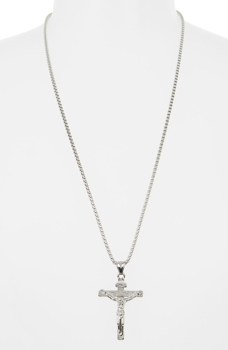 AMERICAN EXCHANGE Men's Stainless Steel Crucifix Pendant Necklace, Alternate, color, 