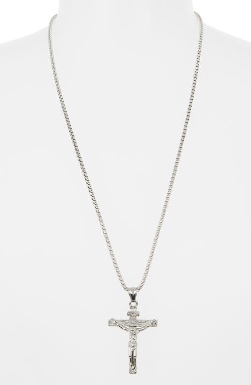 American Exchange Stainless Steel Crucifix Pendant Necklace In Silver