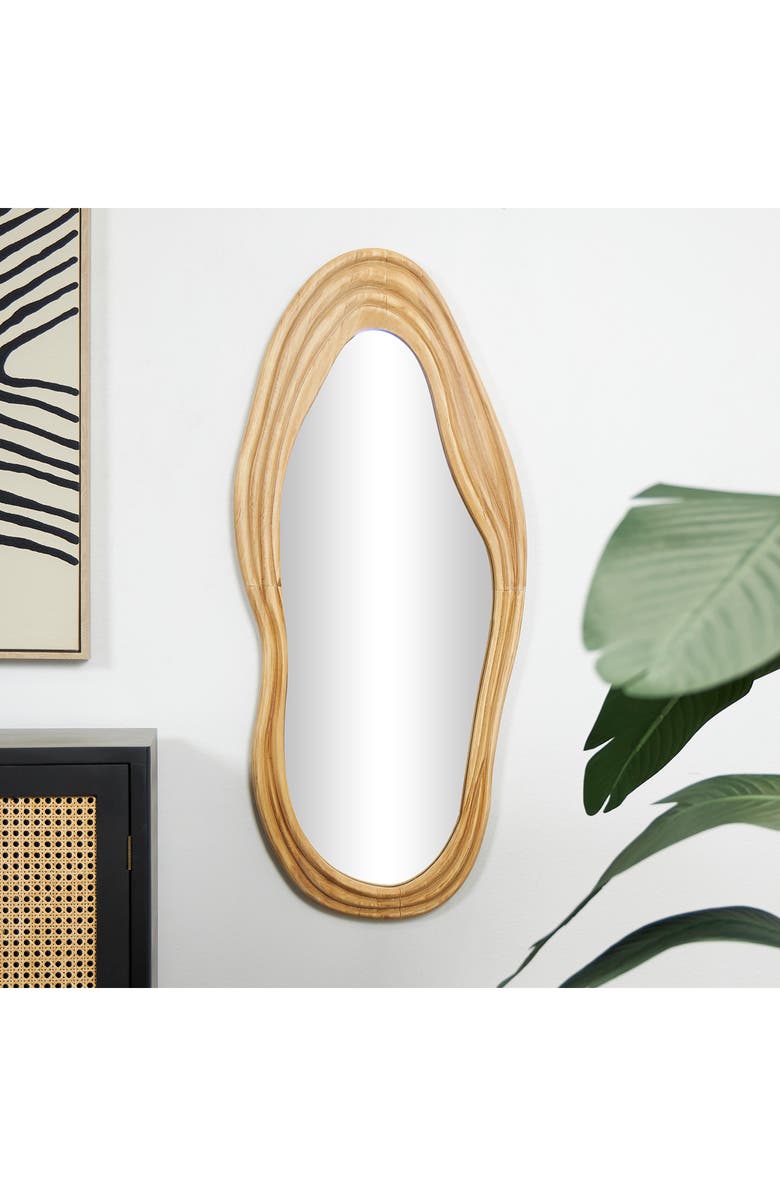 GINGER BIRCH STUDIO Abstract Wavy Wall Mirror, Alternate, color, Brown
