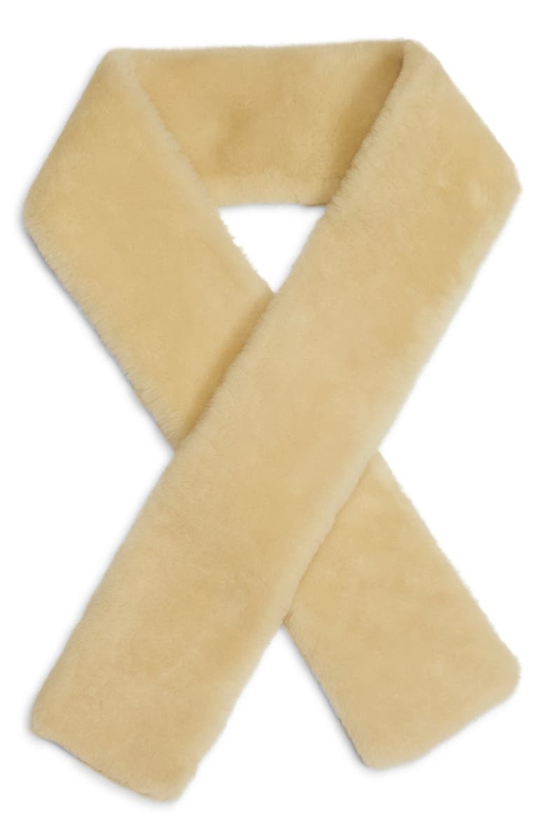 TOTEME Genuine Shearling Tuxedo Scarf, Alternate, color, Ecru