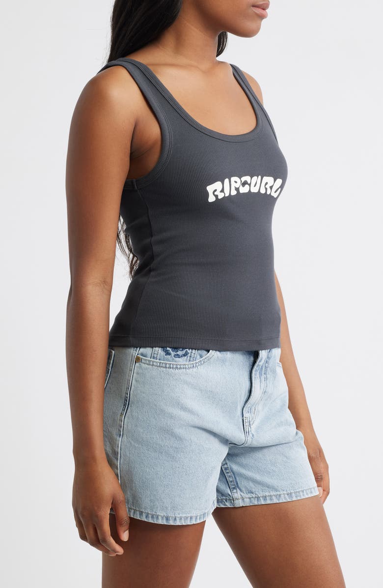 Rip Curl Surf Puff Logo Graphic Tank, Alternate, color, Washed Black/ Cream