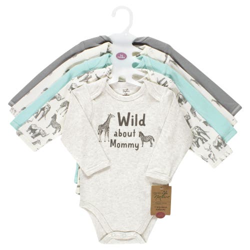 Touched By Nature Organic Cotton Long-sleeve Bodysuits In Multi