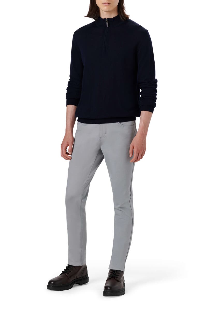 Bugatchi Water Repellent Merino Wool Quarter-Zip Pullover, Alternate, color, Midnight