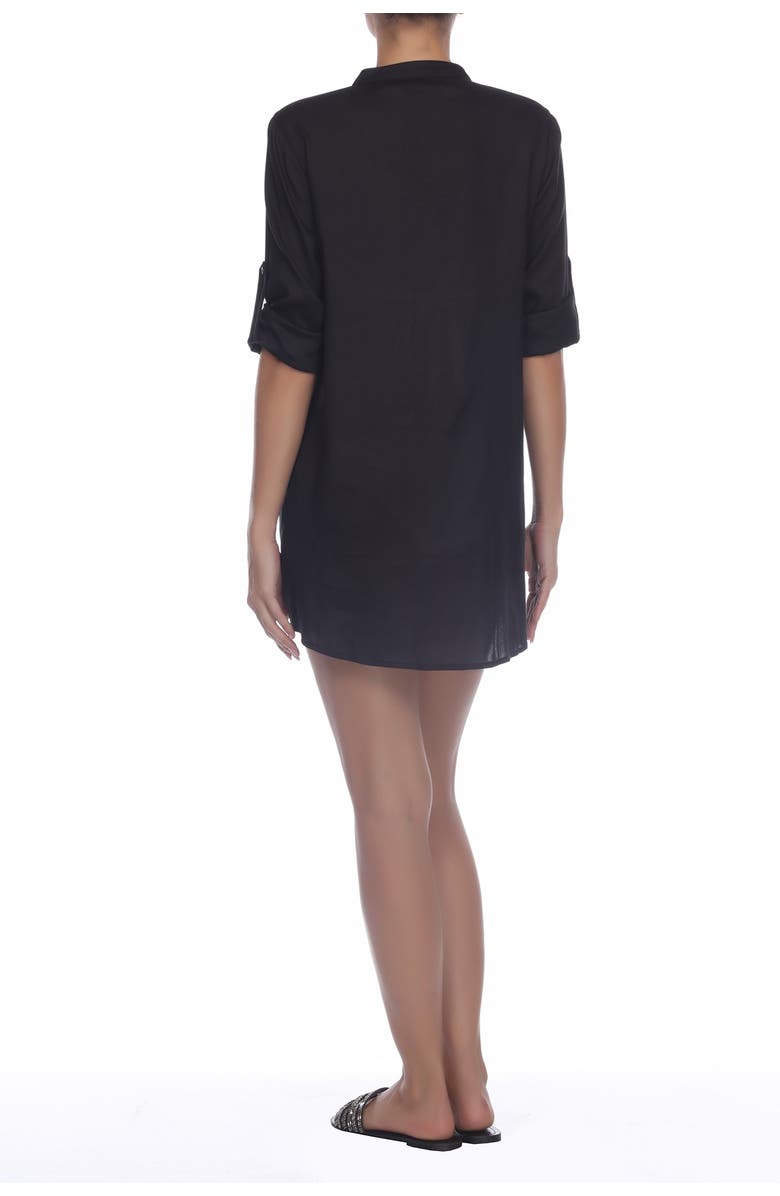 BOHO ME Crochet Lace Inset Cover-Up Tunic, Alternate, color, Black