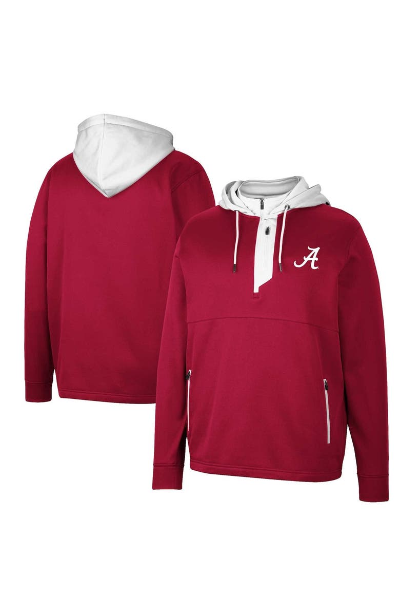 COLOSSEUM Men's Colosseum Crimson Alabama Crimson Tide Luge 3.0 Quarter-Zip Hoodie, Main, color, 