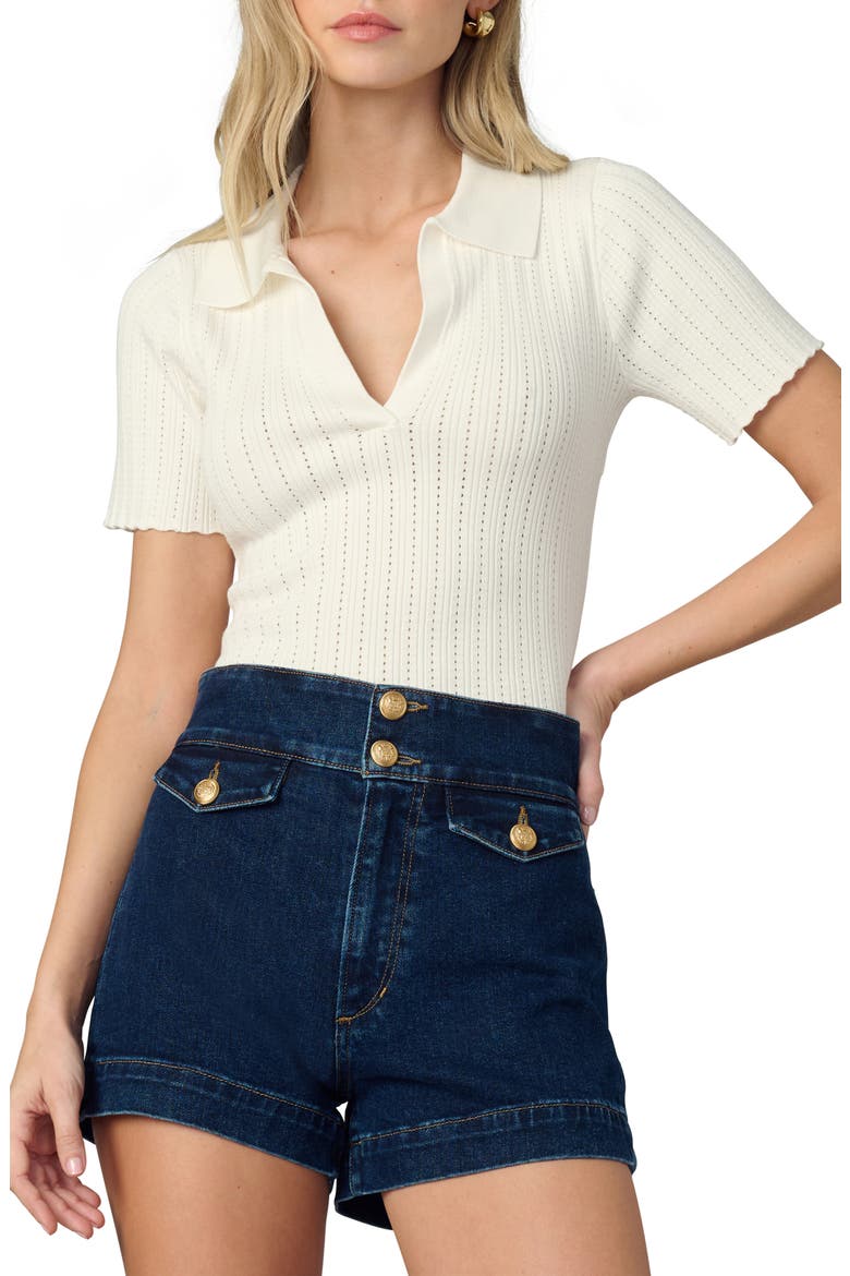 The Jess Pointelle Polo Sweater, Main, color, MILK