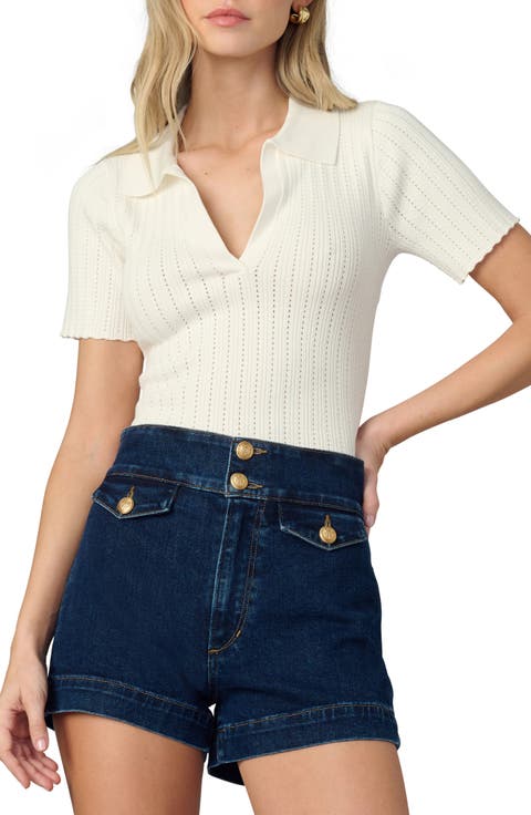 The Jess Pointelle Polo Sweater
