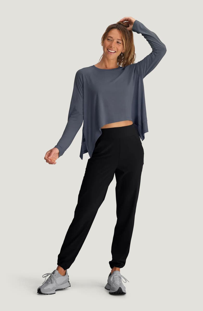 Free Fly Crop Long Sleeve Top, Alternate, color, Storm Cloud