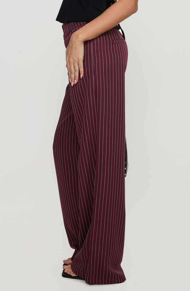 Princess Polly Lorenne Stripe Wide Leg Pants, Alternate, color, Burgundy Pinstripe