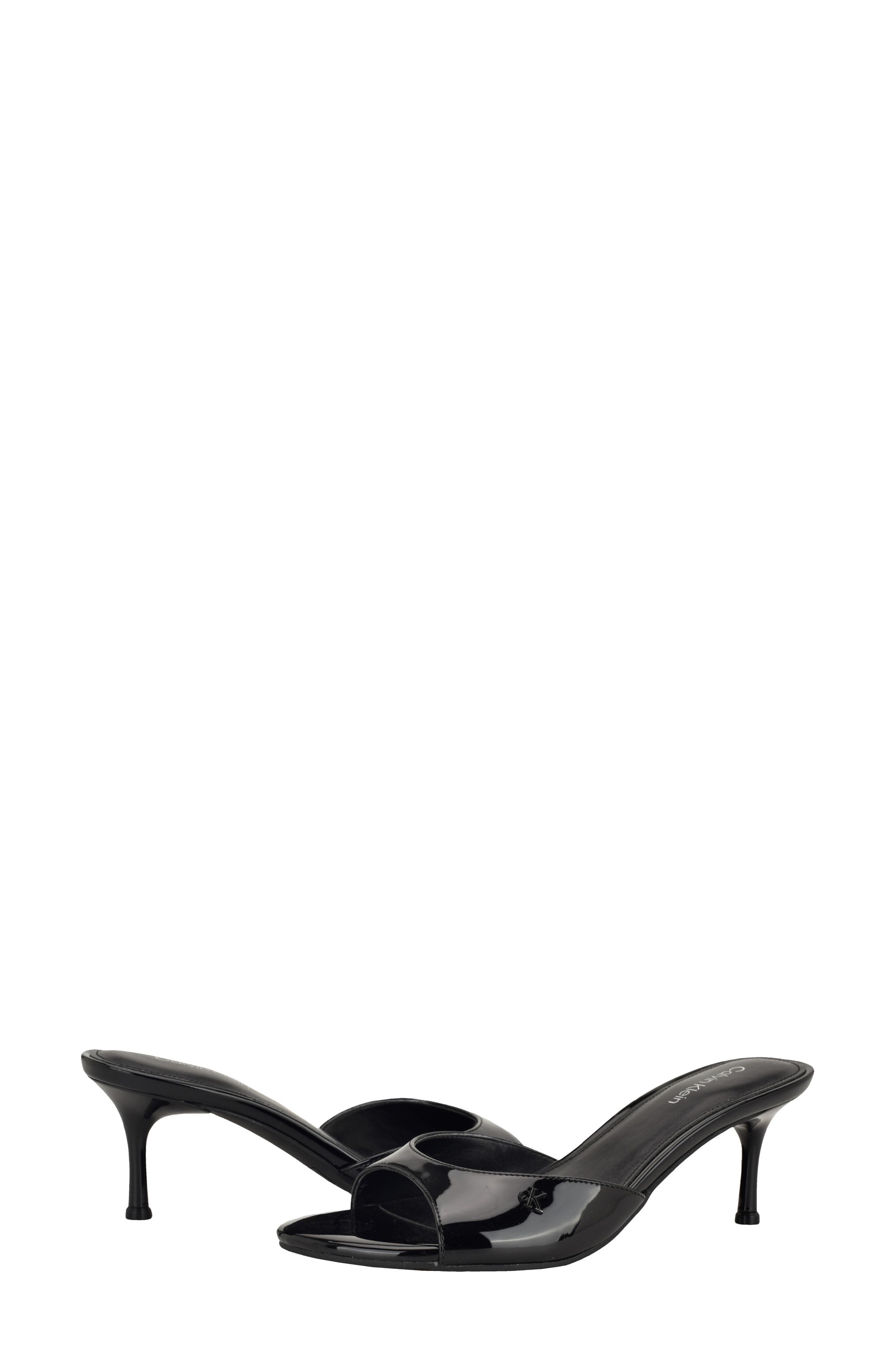 Calvin Klein Vixie Slide Sandal, Alternate, color, Black Patent