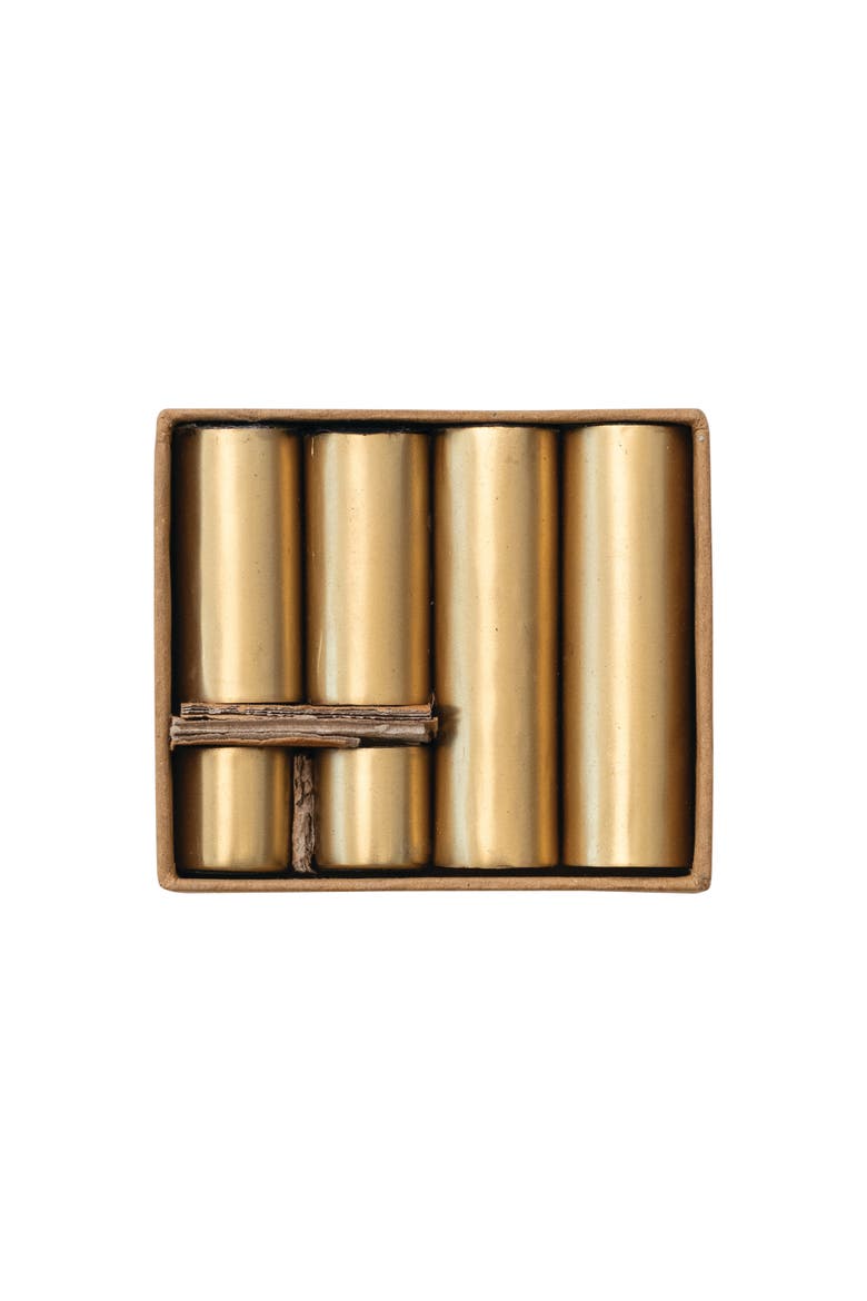 6-Piece Round Metal Magnetic Taper Holders, Gold, Main, color, Gold