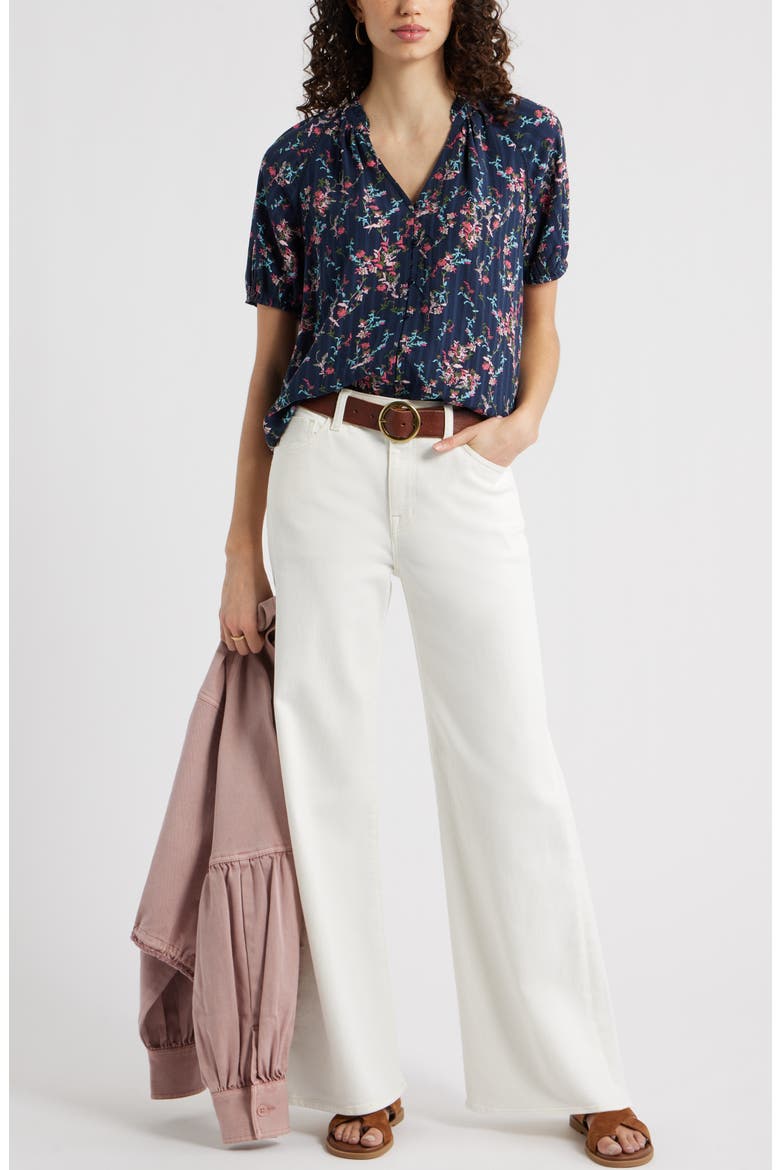 Floral Button-Up Top, Alternate, color, NAVY LILIBET FLORAL