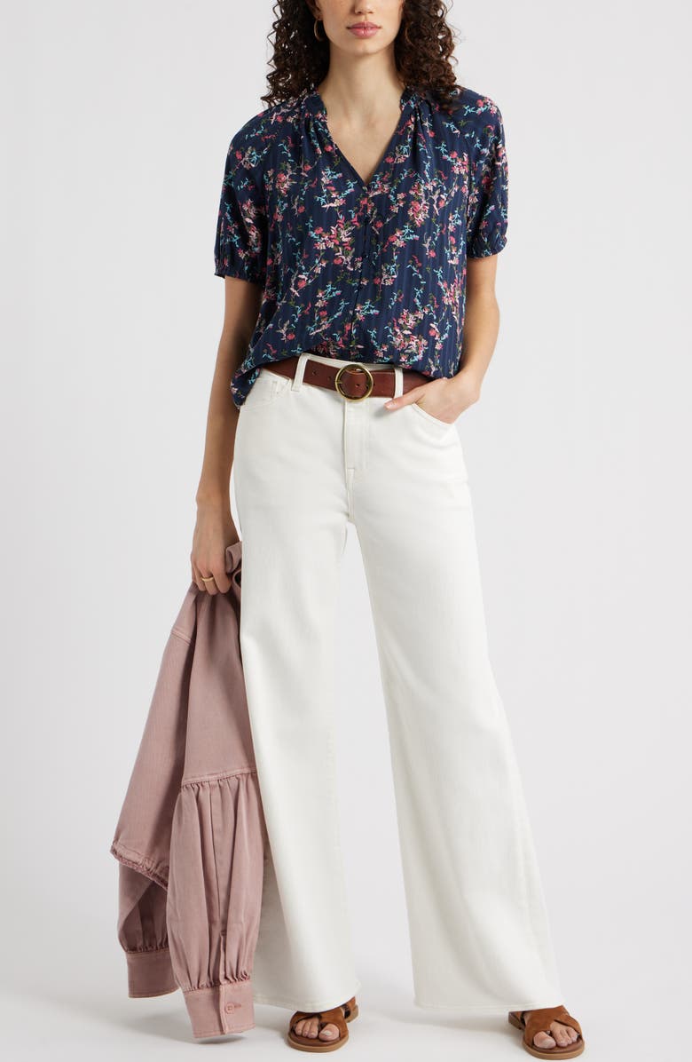 Treasure & Bond Floral Button-Up Top, Alternate, color, Navy Lilibet Floral