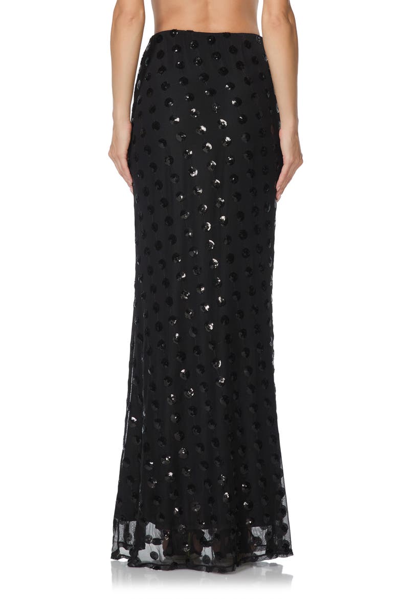 Tegan Sequin Maxi Skirt, Alternate, color, NOIR