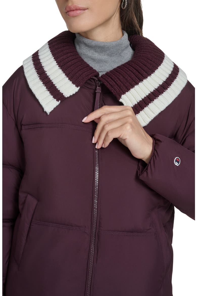 Shawl Collar Puffer Jacket, Alternate, color, BURGUNDY