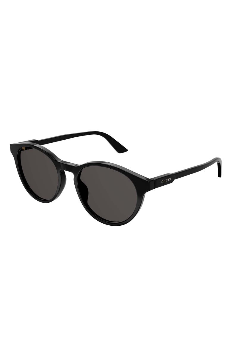 Gucci 52mm Round Sunglasses, Main, color, Black