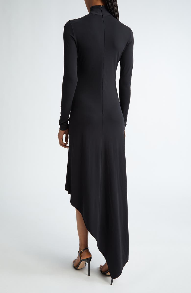 Michael Kors Collection Handkerchief Hem Long Sleeve Knit Dress, Alternate, color, Black