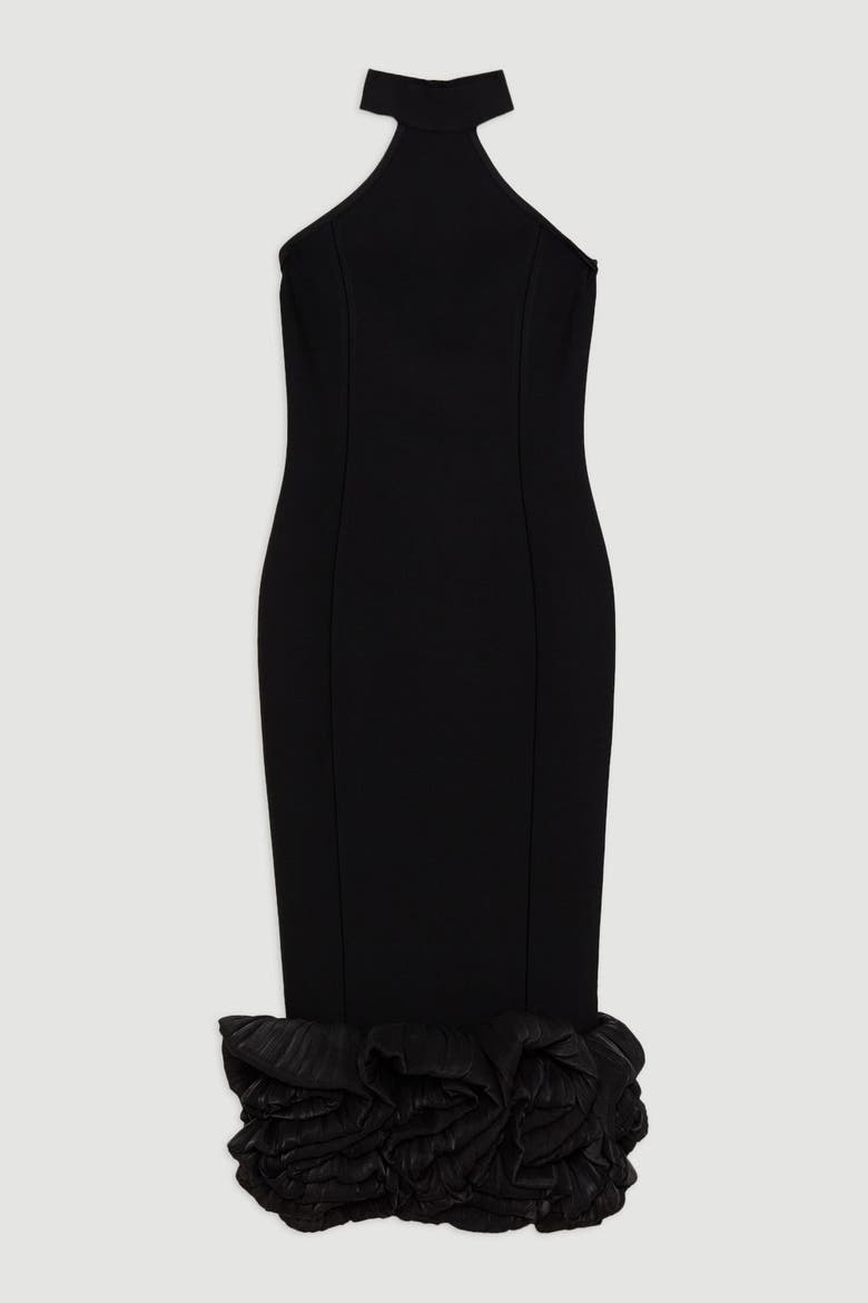 Bandage Halter Midi Dress, Alternate, color, Black