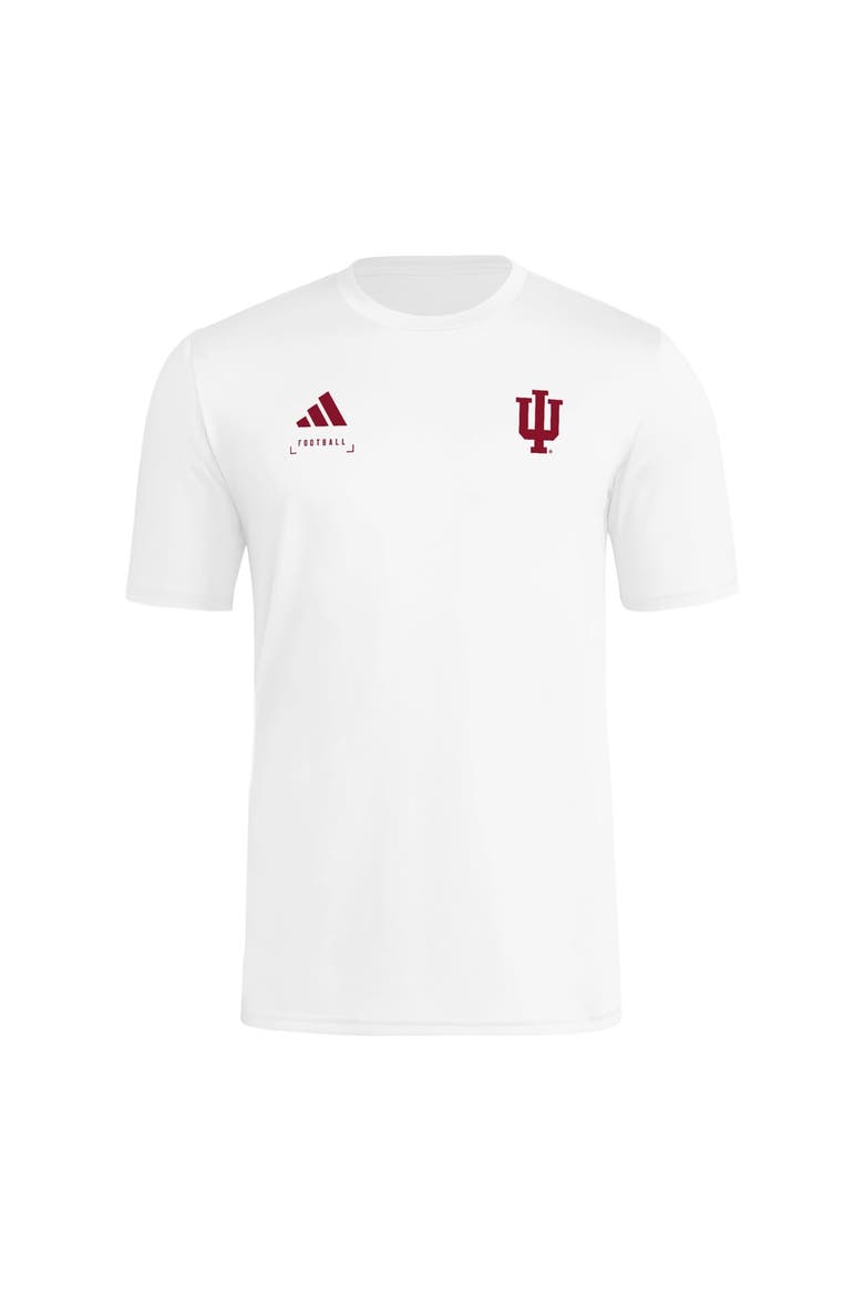Men's adidas White Indiana Hoosiers Locker Football Icon AEROREADY Pre-Game T-Shirt, Alternate, color, White