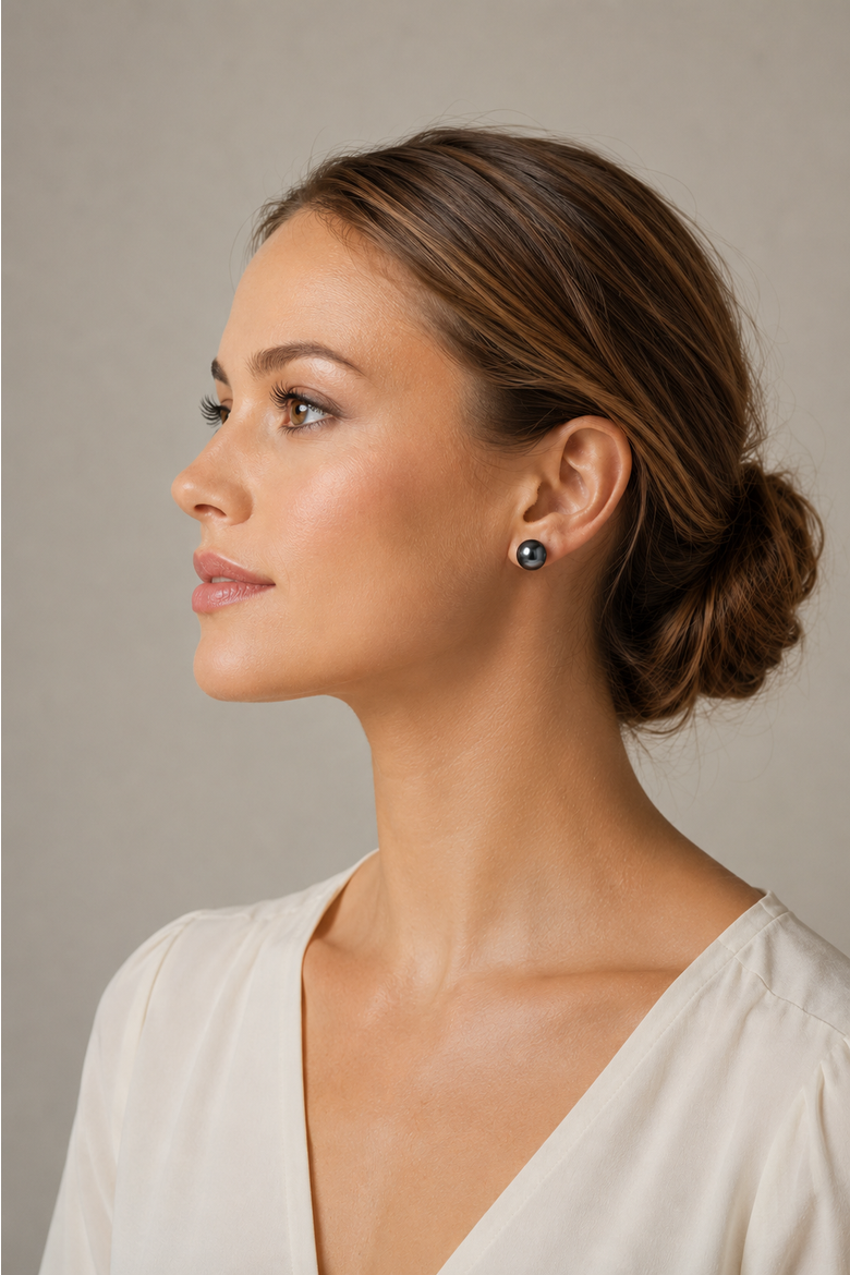 12mm Tahitian South Sea Round Pearl Stud Earrings, Alternate, color, Yellow Gold