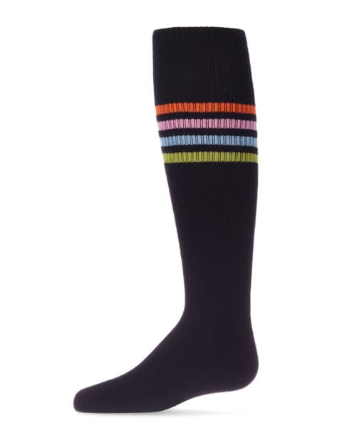 Thin Ribbed Athletic Stripe Knee High Socks