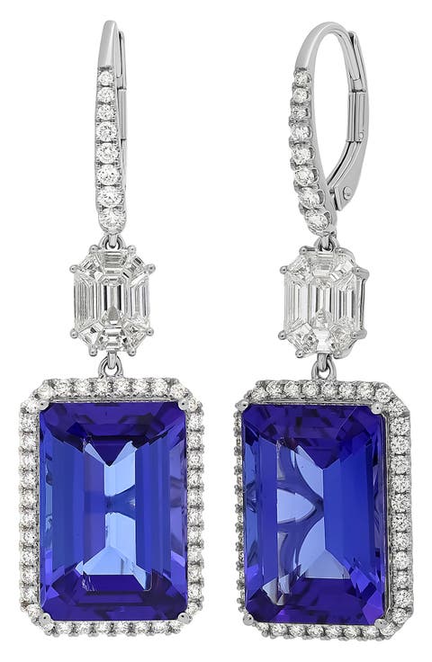 Diamond Tanzanite Drop Earrings